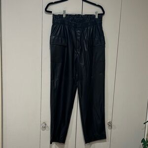 Banana Republic Black Womens Paperbag Faux Leather Pants
